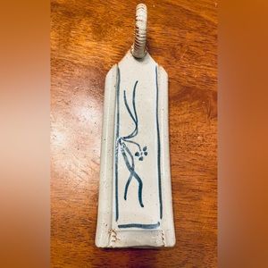 Vintage Handmade pottery butter dish / open‎ sled style dish